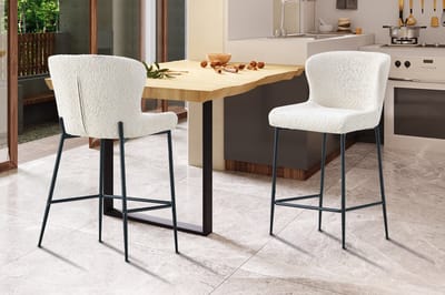 Barstoel Lisa | 52 X 56 X 97 Cm | Wit - Rousseau - Barstoel - Wit - Stof - Set Van 2