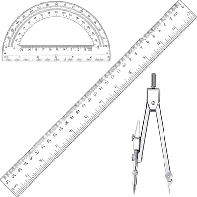 Geometrieset met Compas, Geodriehoek en Transparante Liniaal voor Studenten en Kantoor, Ideaal voor Schoolgebruik