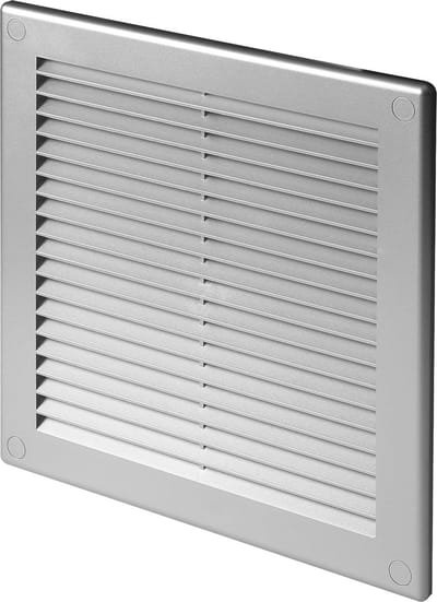 Ronde Luchtrooster 30x30 cm Zilver met Anti-Insectengaas en Schroefdoppen
