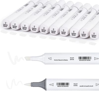 Set van 10 stiften - Markers - Gradiëntkleuren - Effen kleuren - Voor volwassenen en beginners - Dubbelzijdige zachte punten - Stiftenset - Maat 0 - Wit