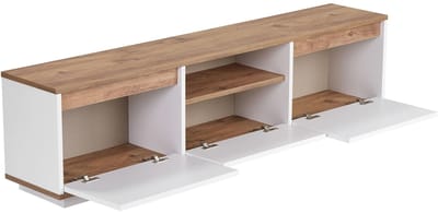 Asir - TV-standaard - Atlantische den, wit - 100% met melamine gecoat spaanplaat - 35 x 167 x 12 cm