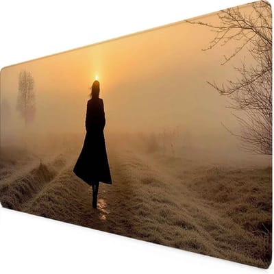 Grote muismat - Bureau mat toetsenbord - Thuis kantoor - Waterdicht gestikte randen - 90x40 cm - Oranje