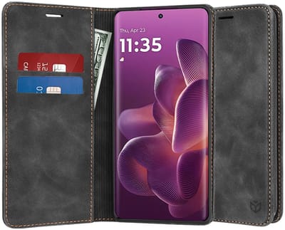 Hoesje geschikt voor Motorola Edge 60 Pro - Techsuit Confy Book Wallet Case - Zwart