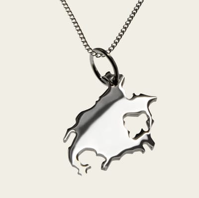 Zilveren Landkaart Noord Amerika ketting hanger