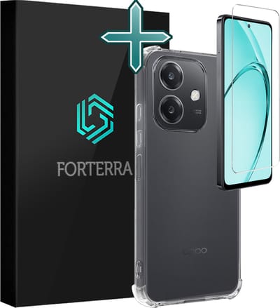 Hoesje Met Screenprotector - Geschikt voor OPPO A40 - Sterk & Shockproof - Back Cover - Siliconen Case - Telefoon Hoes - Shock Proof - Transparant