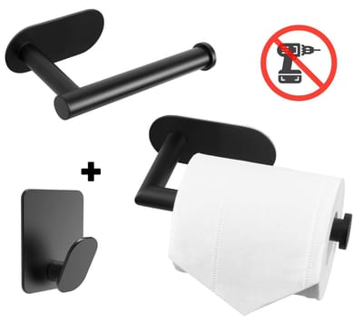 PLAY IT WC Rolhouder Zwart incl. haakje - Toiletrolhouder
