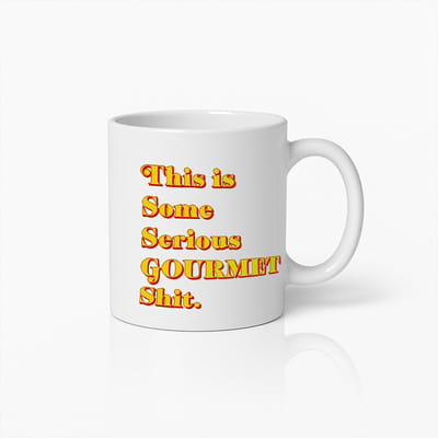 Grappige "Dit is Serieus GOURMET Spul" Koffiemok 330ml – Humoristisch Cadeau voor Etenliefhebbers