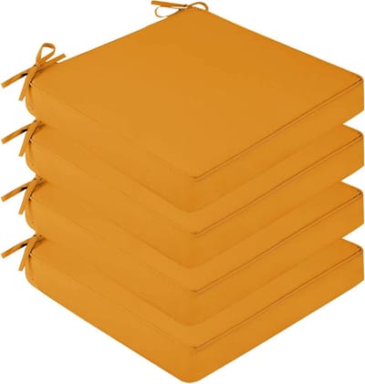 Tuinstoelkussens Set - Terraskussens Buiten - Comfortabel Zitten Buiten - Geheugenschuim Vulling - 4 stuks 56x56 cm - Geel