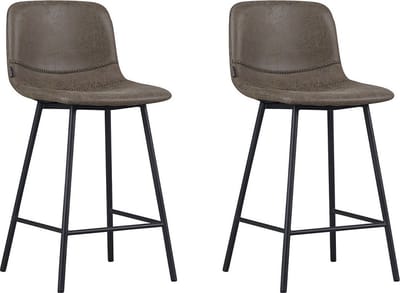 Bronx71® Industriële barkruk Mikky olijfgroen leer 68 - 79 cm - Barkrukken set van 2 - barstoel