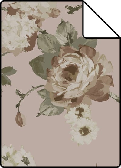 Proefstaal ESTAhome behang vintage bloemen oudroze - 26.5 x 21 cm - 139407-S