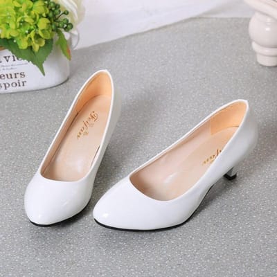 Dames Schoenen met Lage Hak Schoenen Zachte Hakken Dames Pumps Nude Dames Schoenen Mode Ondiepe Mond Kantoorwerk Bruiloft Feest Schoenen 42 wit