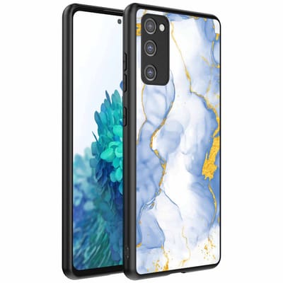 Geschikt voor Samsung Galaxy S20 FE Telefoonhoesje met Lichtblauw Goud Marmer Opdruk - TPU Backcover Case Lightblue Gold Marble Design - Smartphonica geschikt voor Samsung Galaxy S20 FE