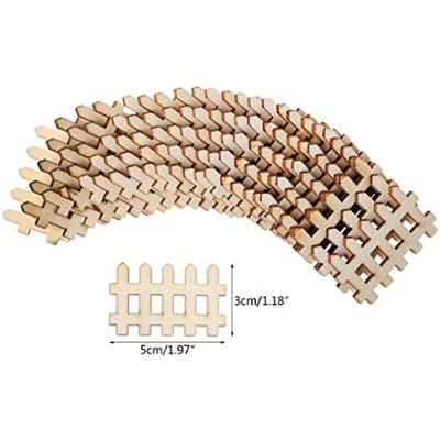 Lot de 50 décorations de clôture en bois - Découpes en bois en forme de clôture pour scrapbooking - Ornement en bois - Pour loisirs créatifs, décorations de maison et de fête 50pcs beige