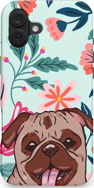 Casetastic hoesje geschikt voor Apple iPhone 16 Plus - MagSafe - Dubbellaagse bescherming - Mopslik - Fashion Case - Lichtgrijs Taupe Wit Petrol