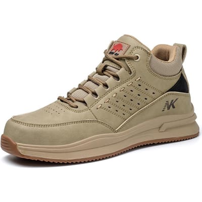 Veiligheidsschoenen Heren Werksneakers Onverwoestbare Werkveiligheidslaarzen Winterschoenen Heren Stalen Neus Schoenen werkschoenen met bescherming 43 kaki