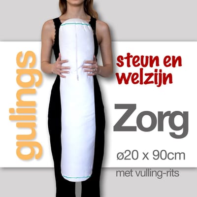 GulingZorg® Rolkussen met sleeve wit - Langdurig bedgebonden ø20 x 90 cm, 100% Percu Katoen (huisstofmijtvrij), Dacron Comforel Allerban vulling (anti-allergeen)