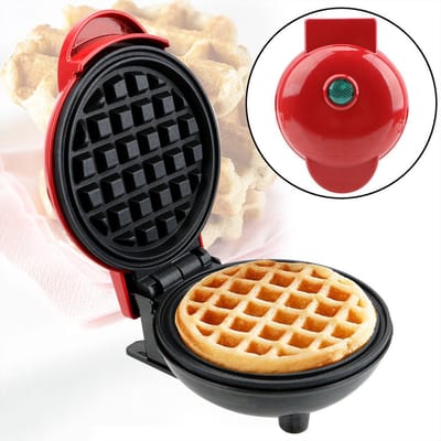 Mini wafelijzer - Wafelijzer - Hartvormig wafelijzer - Ontbijtwafelijzer - Sandwichmaker - Wafelijzer met antiaanbaklaag - 12*16,2*7 cm - Rood - ABS