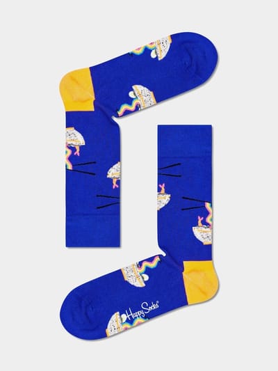 Happy Socks Rainbow Ramen Sokken violet (Blauw/geel) maat 41-46