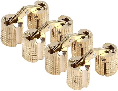Versteekte Barrel Scharnieren voor DIY Projecten - 4 Stuks Gouden 10mm Hinge met 180° Opening voor Sieradenboxen en Handwerk