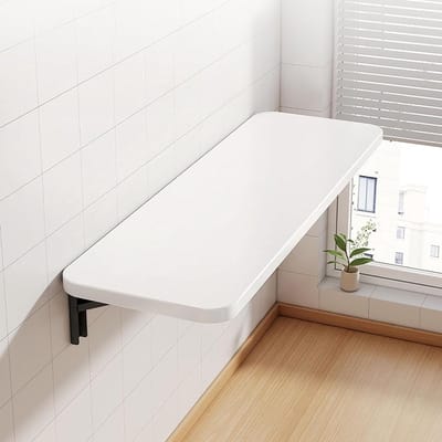 Opklapbare Wandtafel - Klaptafel Bureau - Ruimte Besparen - Stabiel Wandmontage - 40x30 cm - Wit