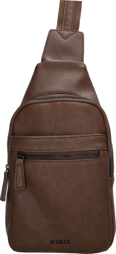Beagles Toledo Crossbody Schoudertas Premium Leatherlook Handige Vakken - Donkerbruin