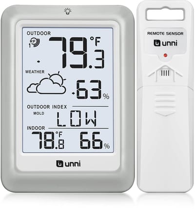 Draadloze Binnen Buiten Thermometer en Hygrometer met Afstandsbediening en Backlight Display