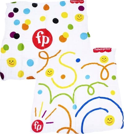 Fisher Price spuugdoek, set van 2 stuks hydrofiele doekjes, 60x60 cm