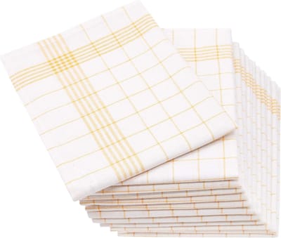 Famanu - Set van 12 gele halflinnen theedoeken 50x70 cm, absorberend en sterk