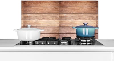 Spatscherm keuken 90x45 cm - Kookplaat achterwand Eikenhout - Planken - Patronen - Muurbeschermer - Spatwand fornuis - Hoogwaardig aluminium