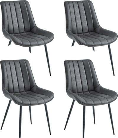 Colenis® - Verta Eetkamerstoel - Set Van 4 - Antraciet - Microfiber Stof - Industrieel