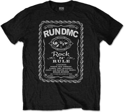 Run DMC - Rock N Rule Whiskey Label Heren T-shirt - S - Zwart