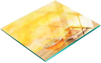 Decoratieve glazen plank met afbeeldingen voor het serveren van honinghapjes, 60x52 cm