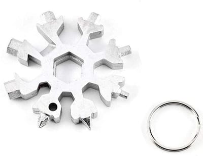 Sneeuwvlok Multitool - 18-in-1 Gereedschap - Outdoor Activiteiten - Compact Ontwerp - 6x6 cm - Wit