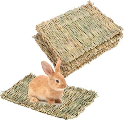 Natuurlijke Handgeweven Grasmatten voor Kleine Dieren - 6 Stuks - Knabbelbed voor Konijnen, Cavia's en Hamsters