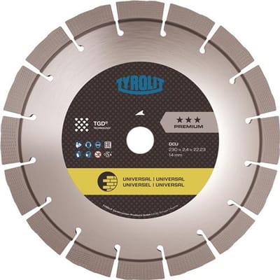 TYROLIT Diamantdoorslijpschijf Premium DCU D.230mm Boorgat 22,23mm TGD Technologie 14mm - 34434386