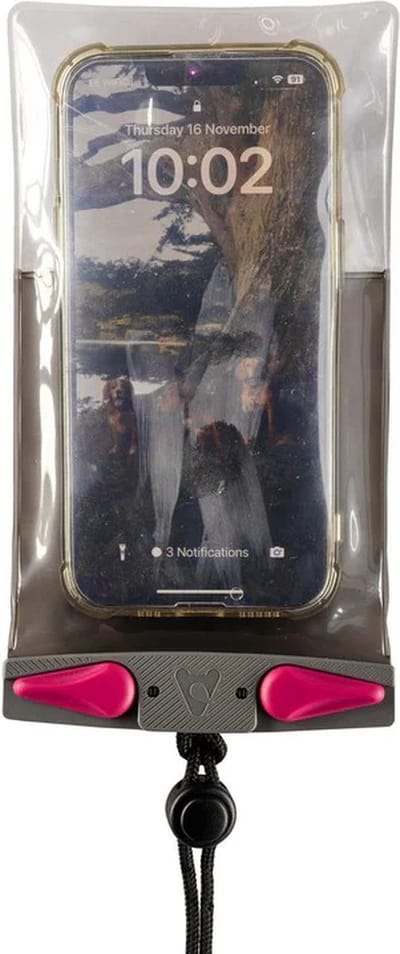 100% Waterdicht telefoonhoesje - IPX8 - Grijs/Roze - iPhone 13 Pro (Max) - iPhone 14 - iPhone 15 Pro (Max) - Google Pixel 8 - Google Pixel Fold