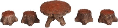 Miniatuur Tafelstoel Set - Tuin Kunst Decoratie - Landschap Accessoire - Hars Meubelmodel - 5.6 x 5.6 cm - Bruin
