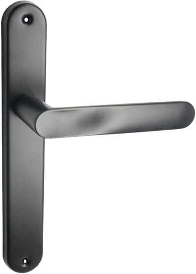 Domino OVAL - Deurklink op langschild zonder gat - Zwart - Voor binnendeur - Modern Design - Complete set