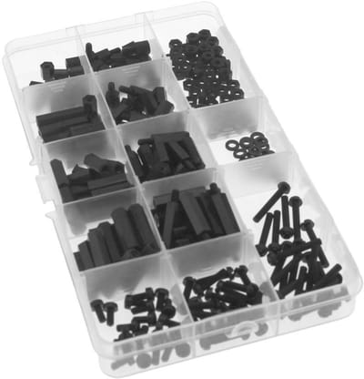Dailygoods - 260 stks Zwart M-F Hex Spacers Schroef Moer M3 Nylon Stand-off Kit - Roestvrij - Geschikt voor Elektronica - Inclusief 60 M3 Moeren