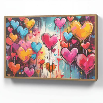 Wandlamp 90x60 cm - Oplaadbaar - Hartjes - Kleuren - Kunst - Liefde - Wandlampen binnen woonkamer - Slaapkamer lamp - Decoratieve nachtlamp - Vloerlamp draadloos