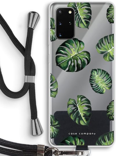 Case Company® - Hoesje met koord geschikt voor Samsung Galaxy S20 Plus hoesje met Koord - Tropische bladeren - Telefoonhoesje met Zwart Koord - Bescherming aan alle Kanten en Over de Schermrand