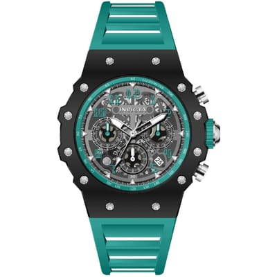 Invicta Racing 69664 Herenhorloge - Quartz Uurwerk - Acryl met Zilveren Wijzerplaat - 43 mm
