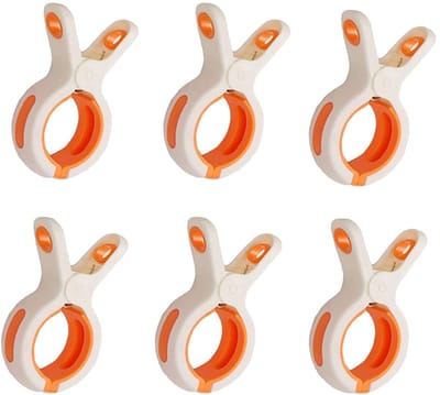 SPHProducts - Grote Wasknijpers - Winddicht - Jumbo-formaat - Handdoekclips - Voor Strandstoelen en Beddengoed - 6 Stuks Wit