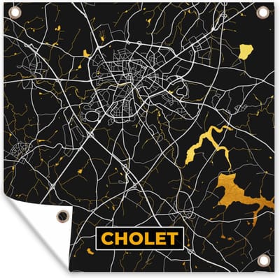 Tuin poster Plattegrond – Cholet – Stadskaart – Kaart – Frankrijk - 200x200 cm - Tuindoek