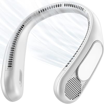 Ventilator - Nekventilator - USB-ventilator met 360° Luchtstroom - 3 Standen - Handsfree - Voor Kantoor en Reizen - Wit