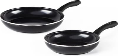 GreenChef Diamond Koekenpannenset 2-delig - 20/28cm - PFAS-vrije antikleeflaag - Pannenset inductie - Keramische pan - Ovenbestendig tot 160°C - Koelgreep - Zwart