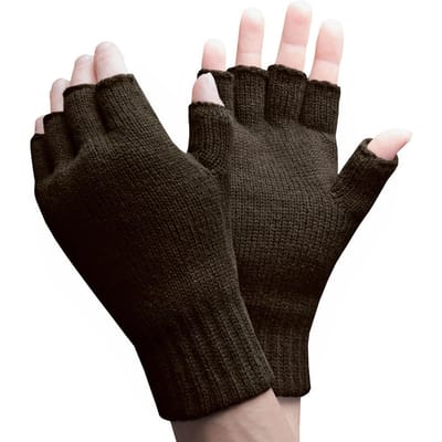 Heren Warm 3.2 TOG Fleece Gevoerde Winter Thermo Vingerloze Handschoenen in Khaki & Marineblauw