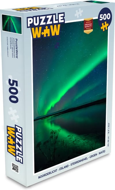 Puzzel Noorderlicht - IJsland - Sterrenhemel - Groen - Water - Legpuzzel - Puzzel 500 stukjes