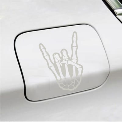 Bumpersticker - Rock N Roll Skelet - 10 X 14,4 - Zilver