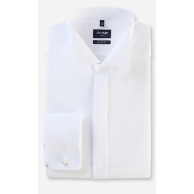 OLYMP Luxor modern fit overhemd - smoking overhemd - wit - gladde stof met wing kraag - Strijkvrij - Boordmaat: 38 (EU maat: S)